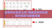 世界杯彩票怎么赔-揭秘世界杯彩票，赔付规则与策略详解