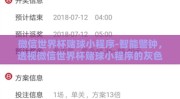 微信世界杯赌球小程序-智能警钟，透视微信世界杯赌球小程序的灰色地带