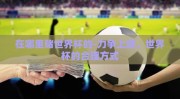 在哪里赌世界杯的-力争上游，世界杯的合理方式