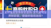 支付宝买世界杯彩票吗-支付宝与世界杯彩票，便捷的临场选择？