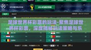 足球世界杯彩票的玩法-聚焦足球世界杯彩票，深度揭秘玩法策略与乐趣并存的独特体验