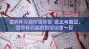 世界杯彩票停售停售-更正与展望，世界杯彩票的暂停销售一探