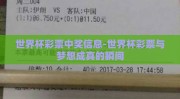 世界杯彩票中奖信息-世界杯彩票与梦想成真的瞬间