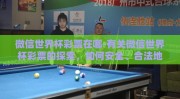 微信世界杯彩票在哪-有关微信世界杯彩票的探索，如何安全、合法地享受观赛乐趣？