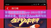 世界杯推荐彩票app-2022世界杯看球必备，精选彩票App推荐与玩乐指南