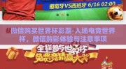 微信购买世界杯彩票-入场电竞世界杯，微信购彩体验与注意事项