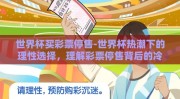 世界杯买彩票停售-世界杯热潮下的理性选择，理解彩票停售背后的冷静思考