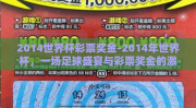 2014世界杯彩票奖金-2014年世界杯，一场足球盛宴与彩票奖金的激情碰撞