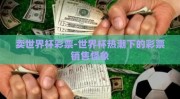 卖世界杯彩票-世界杯热潮下的彩票销售怪象