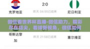 微信看世界杯直播-微信助力，精彩尽在指尖，看球新视角，微信如何成为世界杯直播好帮手