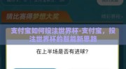 支付宝如何投注世界杯-支付宝，投注世界杯的智能新思路