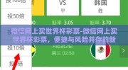微信网上买世界杯彩票-微信网上买世界杯彩票，便捷与风险并存的新兴趋势