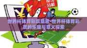 世界杯体育彩票意思-世界杯体育彩票的乐趣与意义探索