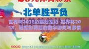 世界杯2018彩票冠军彩-世界杯2018，冠军彩背后的数字游戏与激情梦想