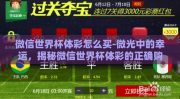 微信世界杯体彩怎么买-微光中的幸运，揭秘微信世界杯体彩的正确购买指南