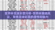 世界杯足球彩票分析-世界杯赛场风云，聚焦足球彩票的理性和魅力