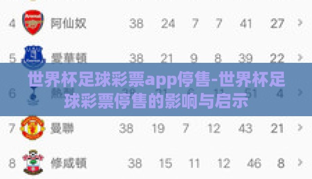 世界杯足球彩票app停售-世界杯足球彩票停售的影响与启示 世界杯足球彩票app停售-世界杯足球彩票停售的影响与启示