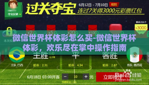 微信世界杯体彩怎么买-微信世界杯体彩，欢乐尽在掌中操作指南