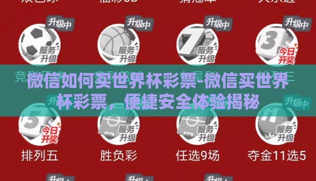 微信如何买世界杯彩票-微信买世界杯彩票，便捷安全体验揭秘