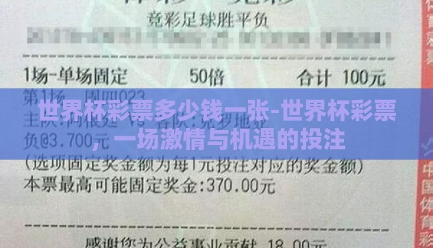 世界杯彩票多少钱一张-世界杯彩票,一场激情与机遇的投注 世界杯彩票多少钱一张-世界杯彩票,一场激情与机遇的投注