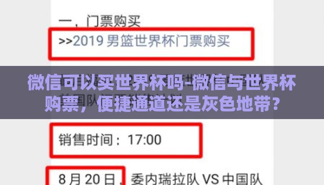 微信可以买世界杯吗-微信与世界杯购票,便捷通道还是灰色地带? 微信可以买世界杯吗-微信与世界杯购票,便捷通道还是灰色地带?