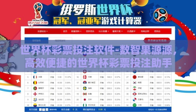 世界杯彩票投注软件-数智果源源,高效便捷的世界杯彩票投注助手 世界杯彩票投注软件-数智果源源,高效便捷的世界杯彩票投注助手