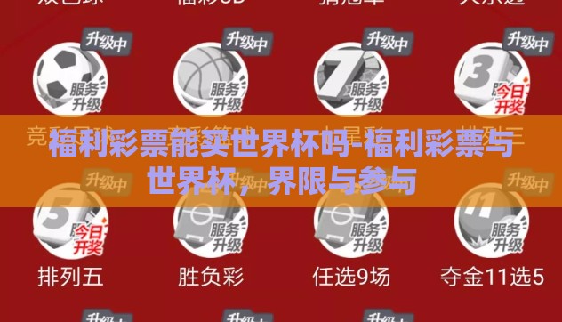 福利彩票能买世界杯吗-福利彩票与世界杯,界限与参与 福利彩票能买世界杯吗-福利彩票与世界杯,界限与参与