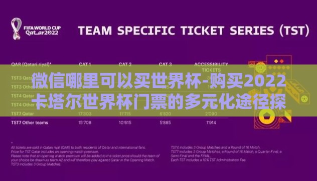 微信哪里可以买世界杯-购买2022卡塔尔世界杯门票的多元化途径探索