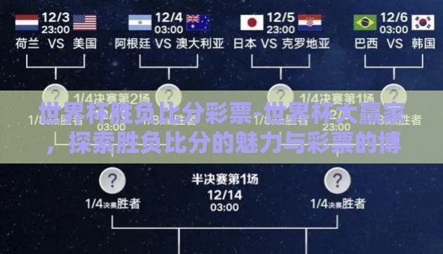 世界杯胜负比分彩票-世界杯大赢家,探索胜负比分的魅力与彩票的博弈 世界杯胜负比分彩票-世界杯大赢家,探索胜负比分的魅力与彩票的博弈