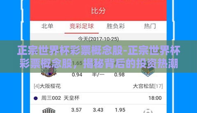 正宗世界杯彩票概念股-正宗世界杯彩票概念股，揭秘背后的投资热潮与风险