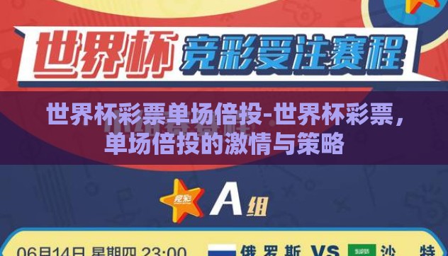 世界杯彩票单场倍投-世界杯彩票，单场倍投的激情与策略