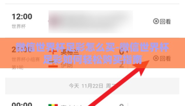 微信世界杯足彩怎么买-微信世界杯足彩如何轻松购买指南