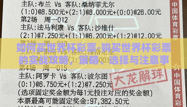 如何买世界杯彩票-购买世界杯彩票的实战攻略，策略、选择与注意事项