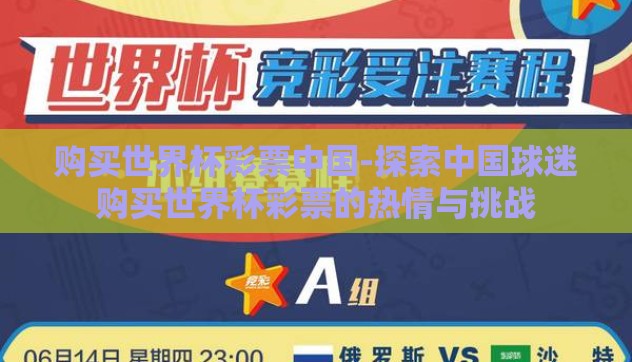 购买世界杯彩票中国-探索中国球迷购买世界杯彩票的热情与挑战