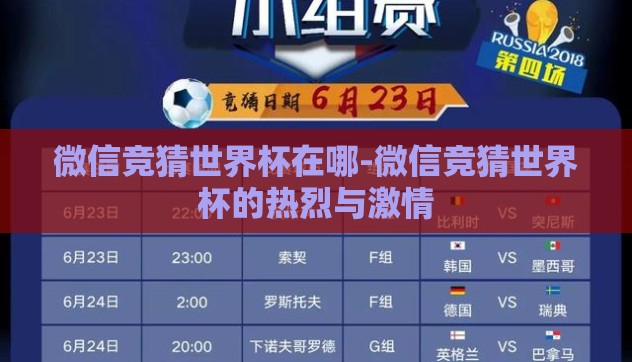 微信竞猜世界杯在哪-微信竞猜世界杯的热烈与激情