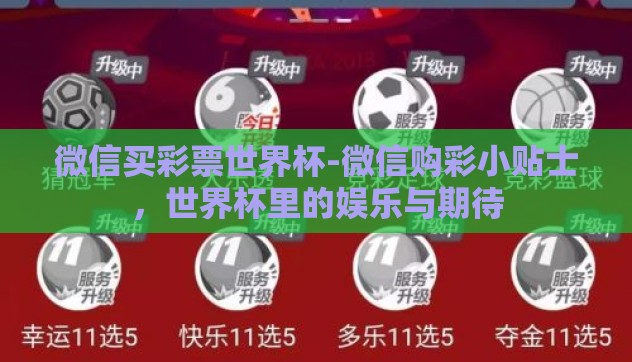 微信买彩票世界杯-微信购彩小贴士，世界杯里的娱乐与期待