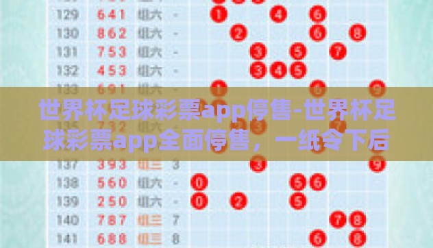 世界杯足球彩票app停售-世界杯足球彩票app全面停售,一纸令下后的影响与思索 世界杯足球彩票app停售-世界杯足球彩票app全面停售,一纸令下后的影响与思索