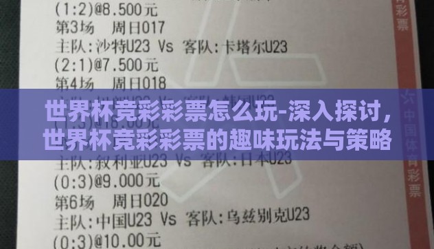 世界杯竞彩彩票怎么玩-深入探讨,世界杯竞彩彩票的趣味玩法与策略 世界杯竞彩彩票怎么玩-深入探讨,世界杯竞彩彩票的趣味玩法与策略