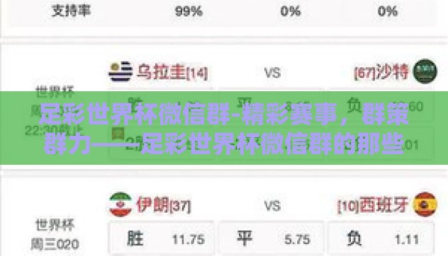 足彩世界杯微信群-精彩赛事,群策群力——足彩世界杯微信群的那些事 足彩世界杯微信群-精彩赛事,群策群力——足彩世界杯微信群的那些事