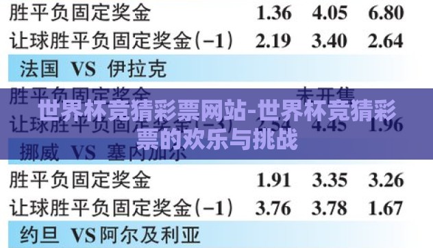 世界杯竞猜彩票网站-世界杯竞猜彩票的欢乐与挑战 世界杯竞猜彩票网站-世界杯竞猜彩票的欢乐与挑战