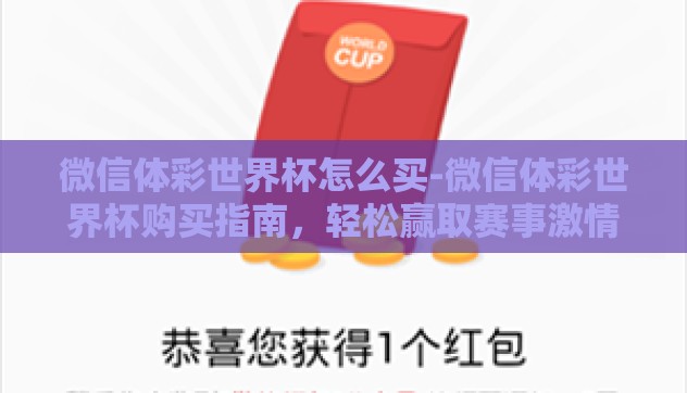 微信体彩世界杯怎么买-微信体彩世界杯购买指南，轻松赢取赛事激情